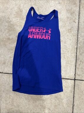 Under Armour Blue Racerback Tank with Pink Logo